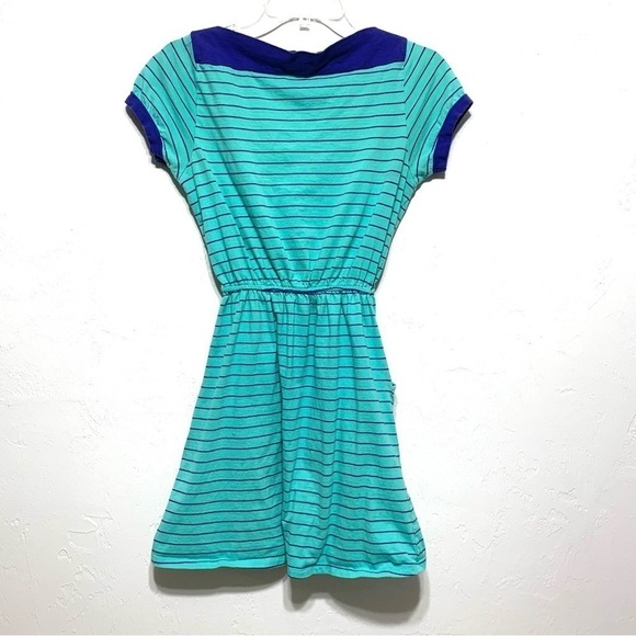 Forever 21 Blue & Purple Short Sleeve Stripe Summer Dress Sundress Size Small - Picture 7 of 7